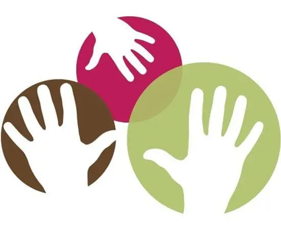 Three circles with white hands inside them.