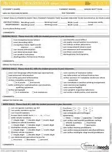 Progress report form titled "Reality Check" for student assessment.