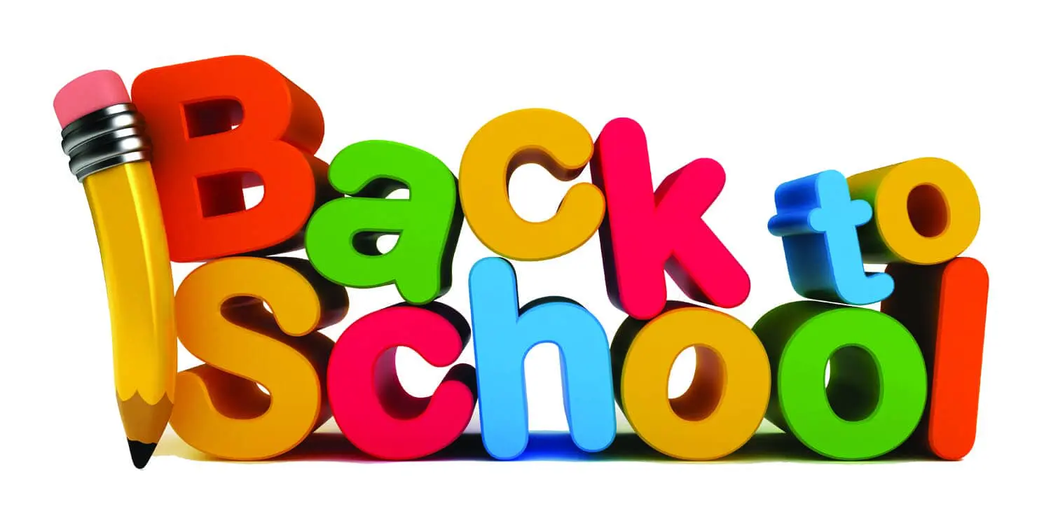 Colorful letters spelling "Back to School" with a pencil.