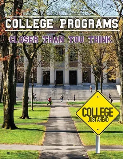College programs closer than you think with a "College Just Ahead" sign