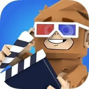 Toontastic 3D app icon with a cartoon monkey wearing 3D glasses and holding a clapperboard.