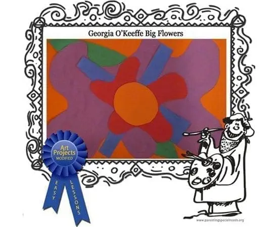 Art project inspired by Georgia O'Keeffe's "Big Flowers" painting.