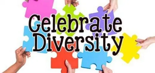 Hands holding colorful puzzle pieces forming the words "Celebrate Diversity.
