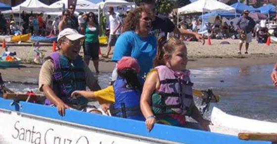 People in a dragon boat wearing life vests.