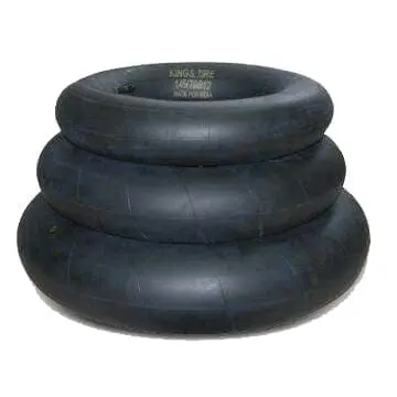 Three black inner tubes stacked on top of each other.