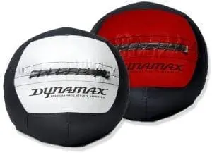 Two Dynamax medicine balls, one red and one white and black.