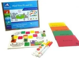 Mind Your P's and Q's Learning Table Manners Through Play game box and components