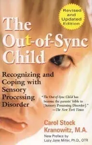 Cover of "The Out-of-Sync Child" book with a close-up of a child's eye and face.