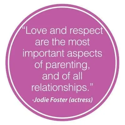 Jodie Foster quote about love and respect being important in parenting and relationships.