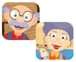 Grandma and Grandpa cartoon characters.