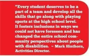 Mark Hinthorn quote about inclusion in high school sports.