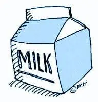 Carton of milk with "MILK" written on the side.
