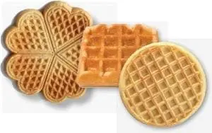 Three waffles of different shapes.