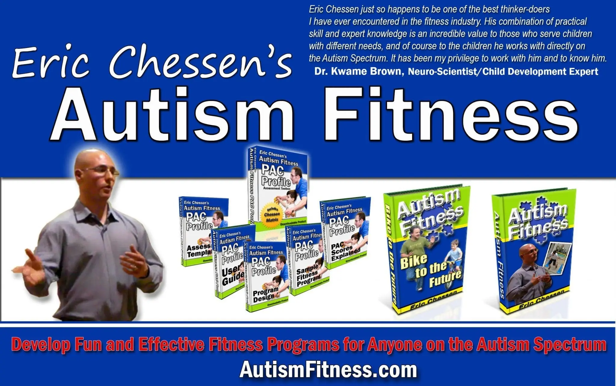 Eric Chessen with Autism Fitness program materials.