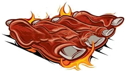 Rack of ribs with flames licking them