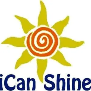 iCan Shine logo with a stylized sun and text.