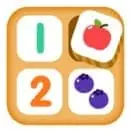Icon for a learning app with numbers and fruit illustrations.