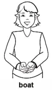 Illustration of the sign language sign for "boat.