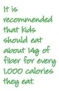 It is recommended that kids should eat about 14g of fiber for every 1,000 calories they eat.