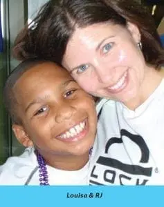 Louisa and RJ smiling together.