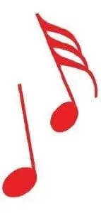 Two red musical notes.