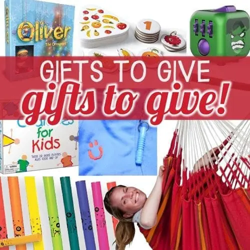 Collage of gifts including board games, puzzles, and toys.