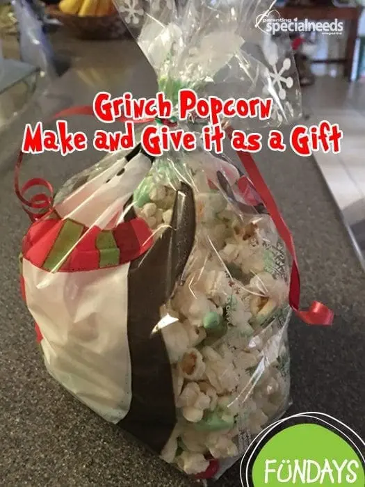 Bag of Grinch Popcorn made as a gift.
