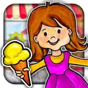 A girl holding an ice cream cone.