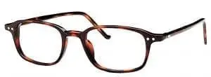 Tortoiseshell-patterned glasses with clear lenses.