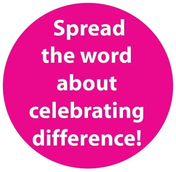 Circle with text "Spread the word about celebrating difference!