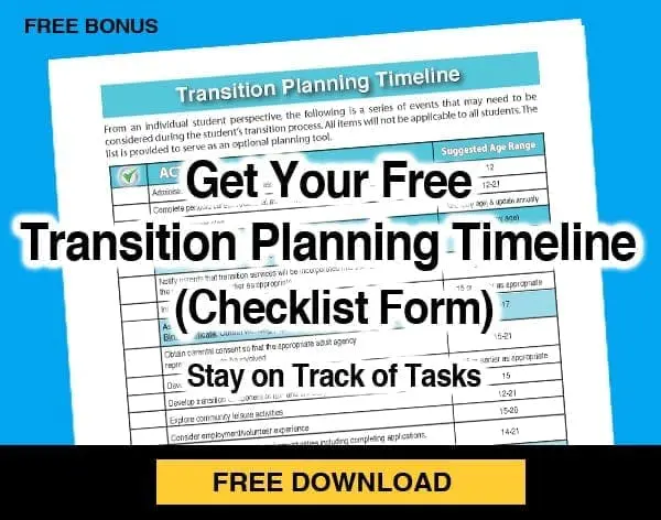 Transition Planning Timeline checklist form