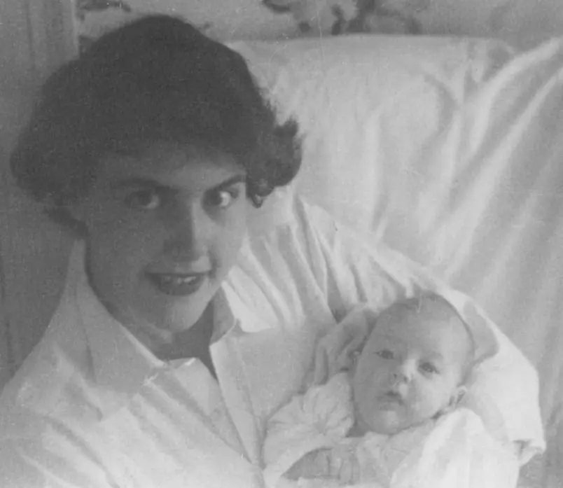 Eustacia Cutler holding Temple Grandin as a baby.