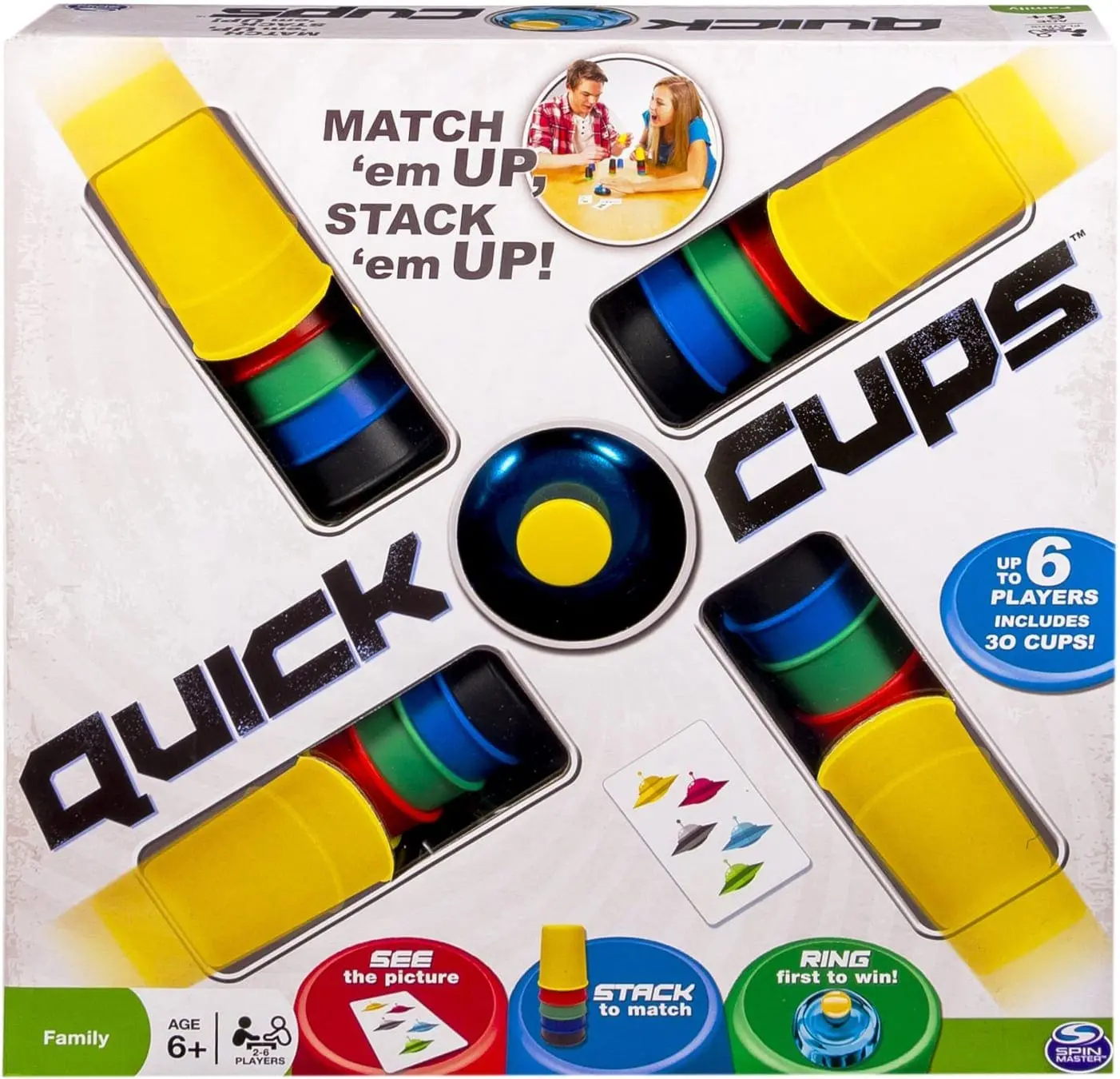 Box of Quick Cups game with colorful cups and game instructions.