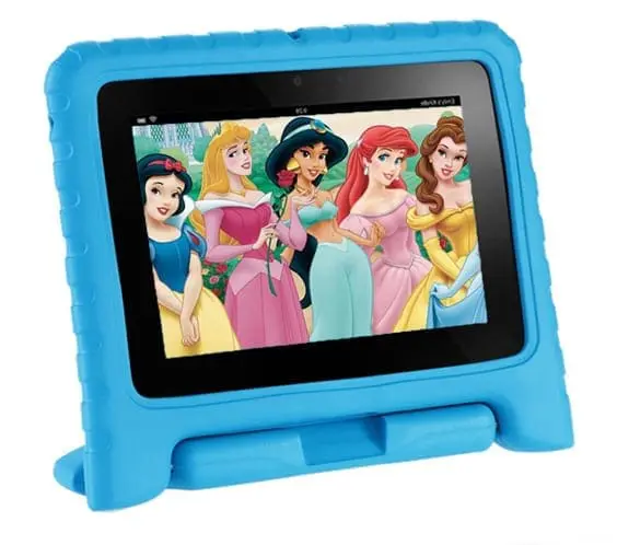 A blue tablet displays the Disney Princess Video Collection.