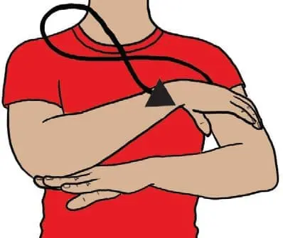Sign for Christmas with crossed arms and a loop above the chest.