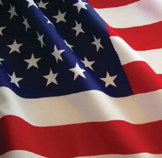 Close-up of the American flag with stars and stripes.