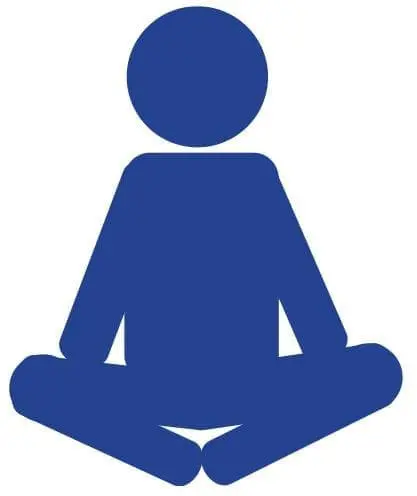 Blue icon of a person sitting in a cross-legged pose.