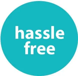 Hassle free text on a teal circle