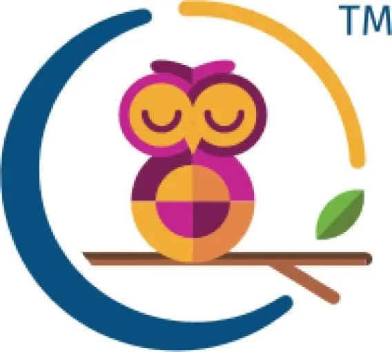 Sensacalm logo with an owl on a branch