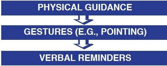 Flowchart showing physical guidance, gestures, and verbal reminders.