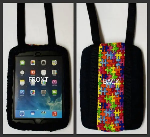 CHAT Bag with tablet showing front and back views.