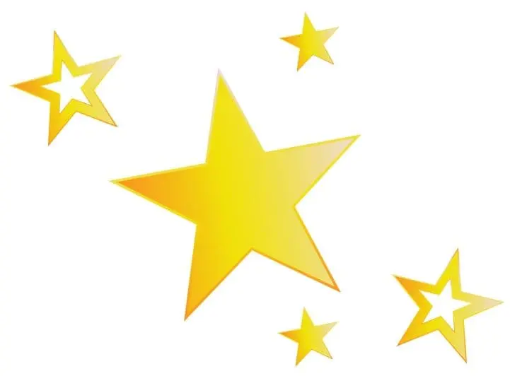 Several yellow stars of varying sizes on a white background.
