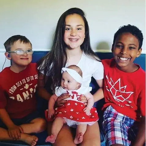 Erin Harris with her three children.