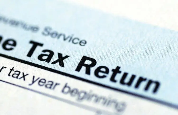 Close-up of a U.S. Tax Return document.