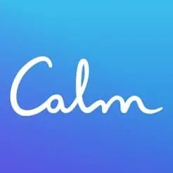 Calm app logo on a blue and purple gradient background.