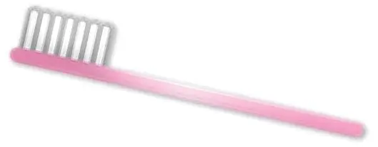 A pink toothbrush on a white background.
