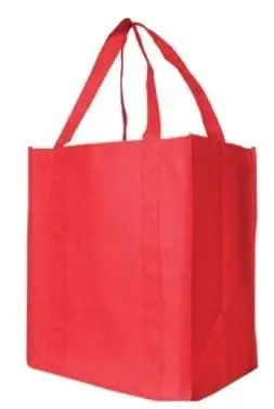 Red reusable shopping bag with handles