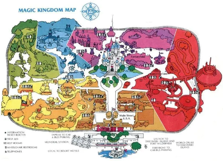 Magic Kingdom map showing different themed lands.