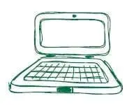 Sketch of an open laptop computer