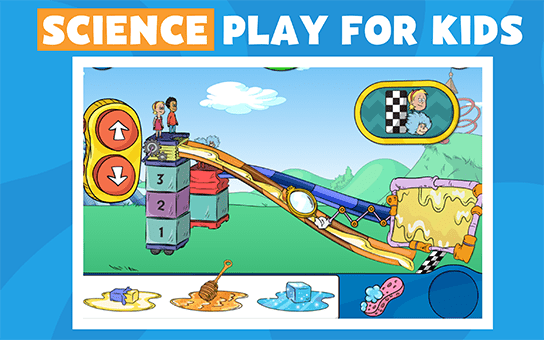 The Cat in the Hat Builds That app interface with building blocks, a ramp, and characters.